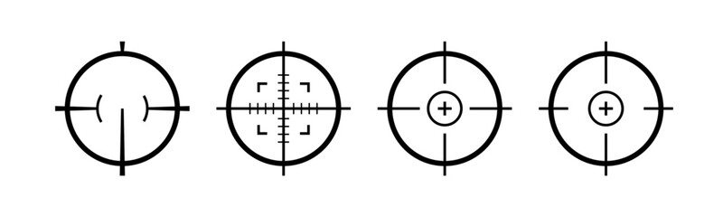 Target aim gun icon vector symbol. Target sight bullseye crosshair scope sniper shoot focus
