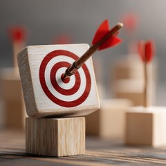 Action Target Bullseye Precision Arrow Hit in Focused Business Environment