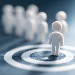 Wooden Figures Standing Out in a Crowd, Conceptual Focus, Studio Environment, Close-Up View