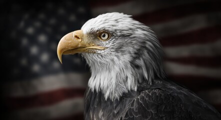 Obraz premium bald eagle in front of the american flag