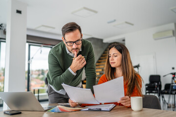 Business colleagues discussing new corporate design project