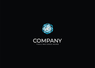 Abstract Polygonal Network Logo Vector: Complex Geometric Structure Symbolizing Digital Connection, Data Science, and Futuristic Technology