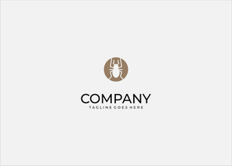 Minimalist Insect Pest Control Logo Vector: Stylized Beetle or Spider Icon Symbolizing Extermination and Household Protection Services