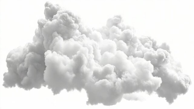 A large, puffy and fluffy white cloud floating in a gray sky.