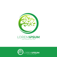 Tree logo and globe design combination, nature design template