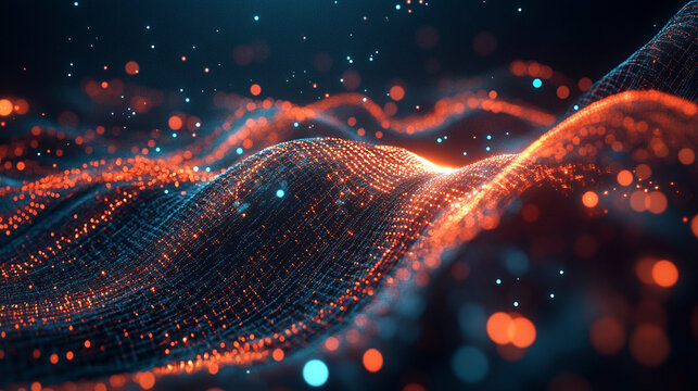 AI neural network visualized floating mid-air with glowing nodes and connecting lines symbolizing artificial intelligence data flow digital connectivity and futuristic technology