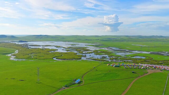 Aerial photography of the Morge River in August