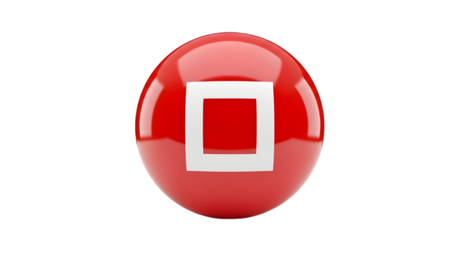 Red ball with a square isolated PNG with Transparent Background - Powered by Adobe