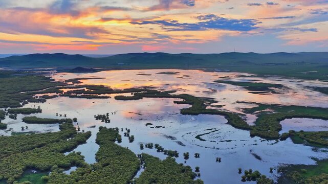 Aerial photography of the Morge River in August