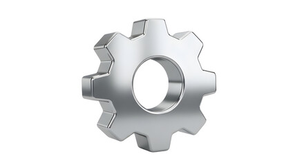 Chrome Gear Symbol isolated PNG with Transparent Background