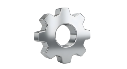 Chrome Gear Symbol isolated PNG with Transparent Background