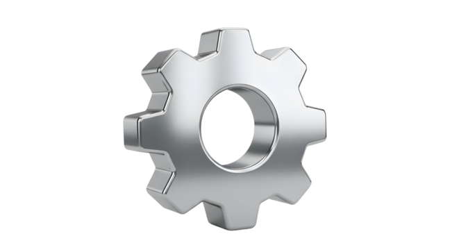 Chrome Gear Symbol isolated PNG with Transparent Background - Powered by Adobe