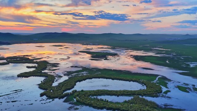 Aerial photography of the Morge River in August