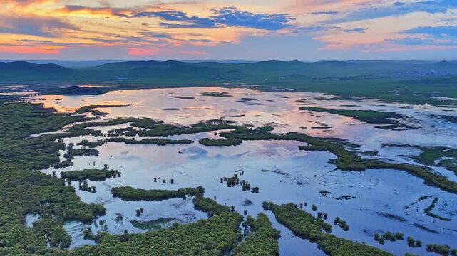 Aerial photography of the Morge River in August