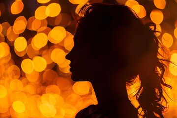 Closeup silhouette of a woman