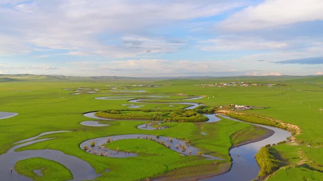 Aerial photography of the Morge River in August
