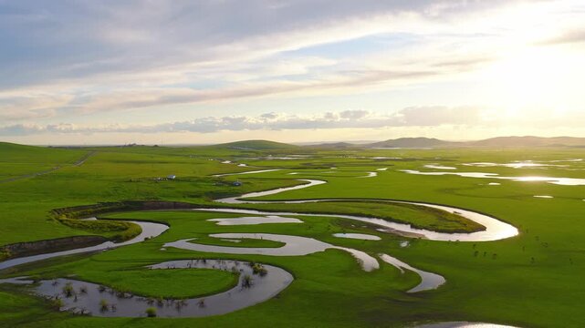 Aerial photography of the Morge River in August