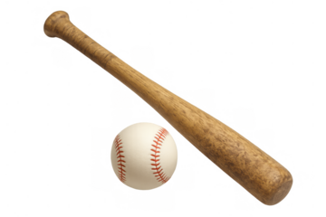 Baseball bat and ball for sports game with equipment, recreation, team, and play isolated on transparent background