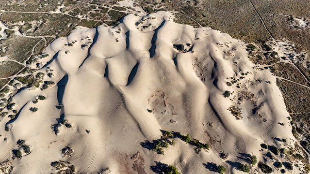 Aerial view of the Mescalero Sands North Dune Off Highway Vehicle Area, east of Roswell, New Mexico - Powered by Adobe