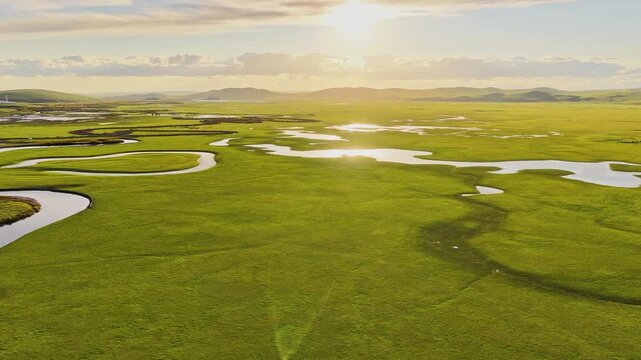 Aerial photography of the Morge River in August