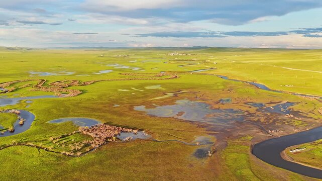 Aerial photography of the Morge River in August