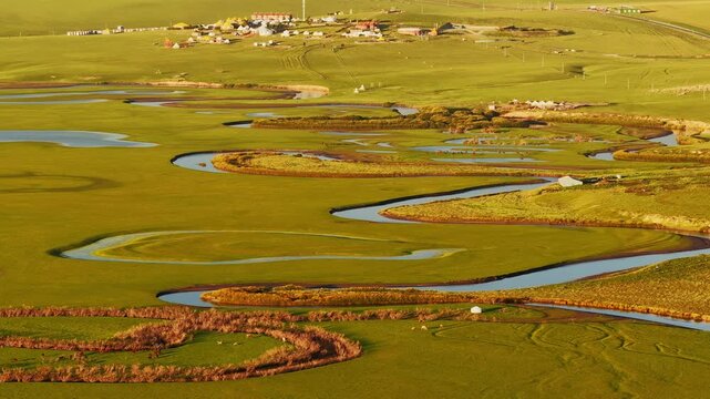 Aerial photography of the Morge River in August