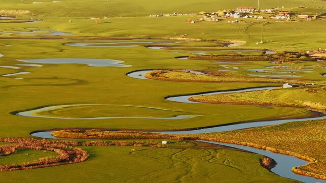 Aerial photography of the Morge River in August