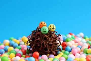 Frightened spheres face the conflict while the rest watch