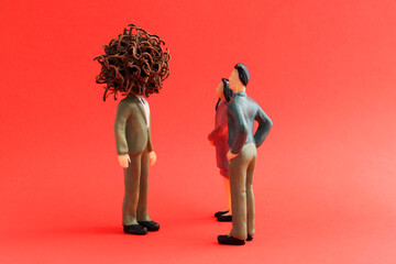 Executive with a chaotic and stressed mind meeting with the team