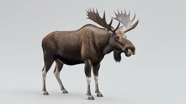 Majestic Moose Standing Tall on a White Background Capturing the Essence of Wildlife.