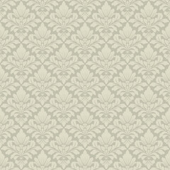 Elegant green damask seamless pattern vector design, luxury damask pattern background, vintage damask pattern wallpaper for classic decoration.