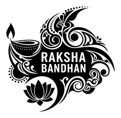 Raksha Bandhan Decorative Vector Design. Indian Festival of Brother and Sister with Diya Lamp.