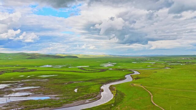 Aerial photography of the Morge River in August