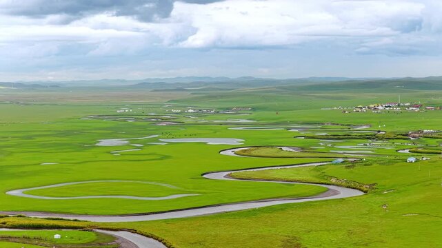 Aerial photography of the Morge River in August