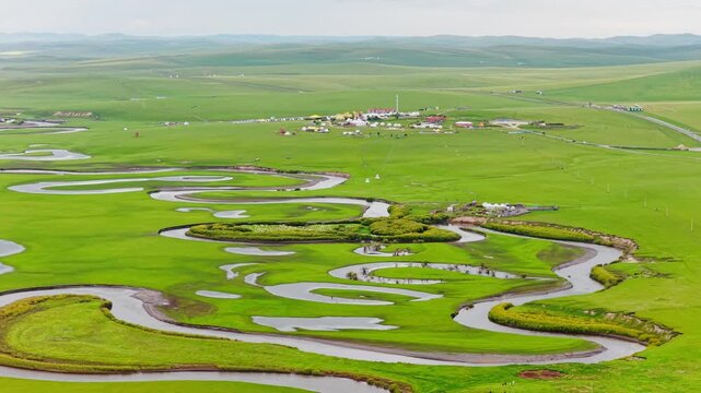 Aerial photography of the Morge River in August