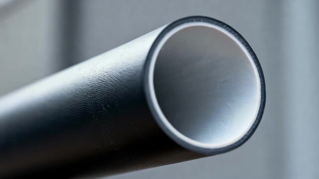 Closeup medium shot showing the smooth inner surface of highdensity polyethylene pipes highlighting corrosion resistance for safe fluid transport.