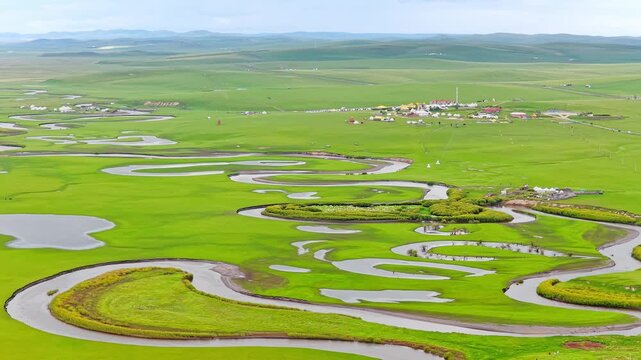 Aerial photography of the Morge River in August