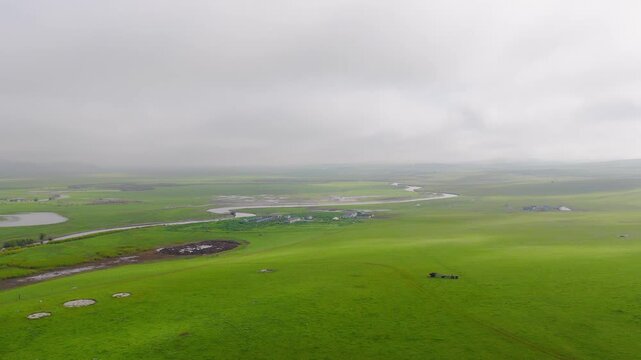 Aerial photography of the Morge River in August