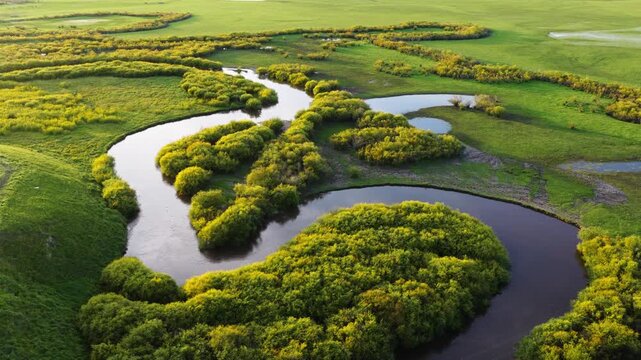 Aerial photography of the Morge River in August
