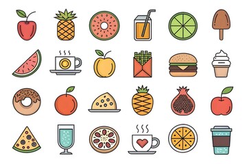 Flat Vector Icons: Food & Drink Set