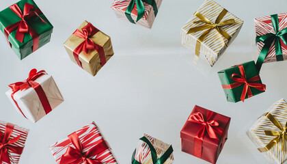 Fototapeta premium Floating Colorful Gift Boxes for Festive Occasions
