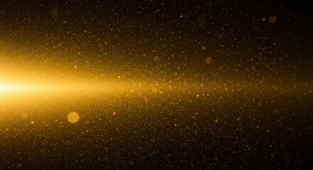 Obraz premium Fine golden dust particles floating chaotically in the air illuminated by a strong light beam creating an abstract cinematic atmosphere, soft, cloud, debris