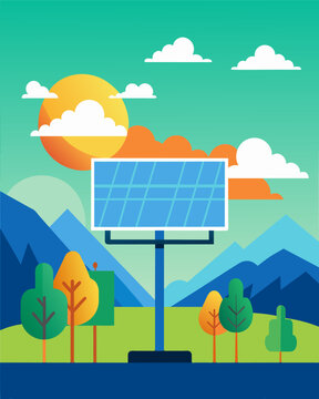 A billboard campaign featuring different solar panel installations across various scenic locations highlighting the beauty and usefulness of solarpowered billboards.. Vector illustration