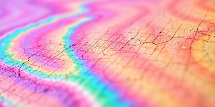 Vibrant rainbow hues on textured surface, close-up, tint, intense