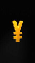 Obraz premium Gold Japanese yen symbol, currency of Japan. Shiny gold metallic sign.