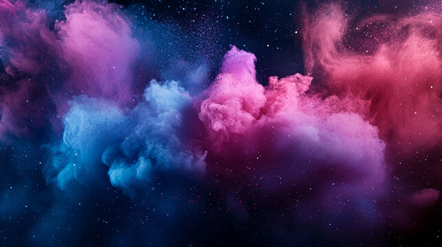 Chalk dust swirls like a nebula creating a vivid explosion of color and texture representing creativity imagination and the dynamic energy of artistic expression