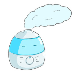 Cute hand-drawn humidifier illustration / かわいい手描きの加湿器イラスト（冬・乾燥対策）