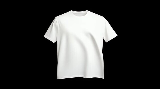 Clean white t-shirt mockup spinning dynamically against a dark background, perfect for showcasing your unique brand designs