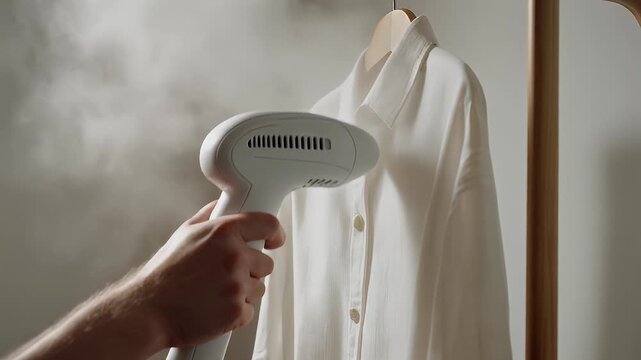 Effortlessly refresh your wardrobe with a handheld steamer, banishing wrinkles for a crisp, polished look in seconds.