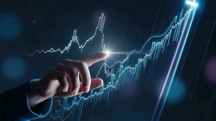 Witness dynamic market growth with a touch, showing promising financial charts and futuristic data analysis, perfect for modern business and investment concepts - Powered by Adobe